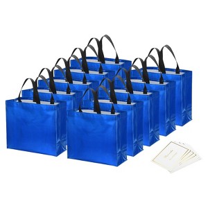 Unique Bargains Reusable Non-Woven Metallic Shiny Finish Gift Goodie Bags 12 Pcs - 1 of 4