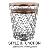 Lavish Home End Table with Storage – Set of 2 Round Nesting Tables with Diamond Pattern Wire Basket Wood Tops, Industrial Farmhouse Side Table - 4 of 4