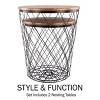 End Table with Storage – Set of 2 Round Nesting Tables with Diamond Pattern Wire Basket Wood Tops, Industrial Farmhouse Side Table by Lavish Home - 4 of 4