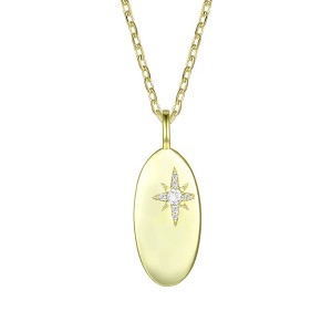 Elegant 14k gold plated necklace with dazzling cubic zirconia pendant for a touch of sophistication and shine - 1 of 3