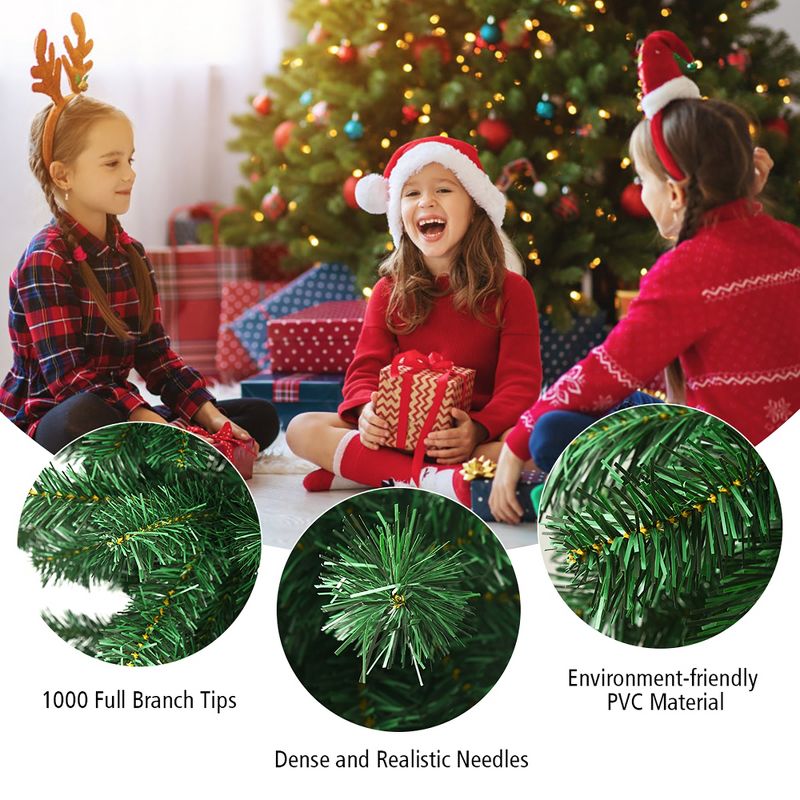 Costway 7Ft Unlit Upside Down Artificial Christmas Tree with 1000 Branch Tips Holiday, 4 of 11