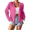 Coolmee Women's Tie Front Lightweight Crochet Cardigan Shrugs Knit Cardigan Crop Tops Cover Up - 3 of 4