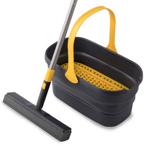 JANSNO Collapsible Plastic Mop Bucket and Sponge Mop Kit for Tile Floor Bathroom Garage Cleaning - 1 of 4