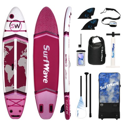 VisioGear 11' Stand Up Paddle Board with Accessories, Red & White, 132"*33"*6"
