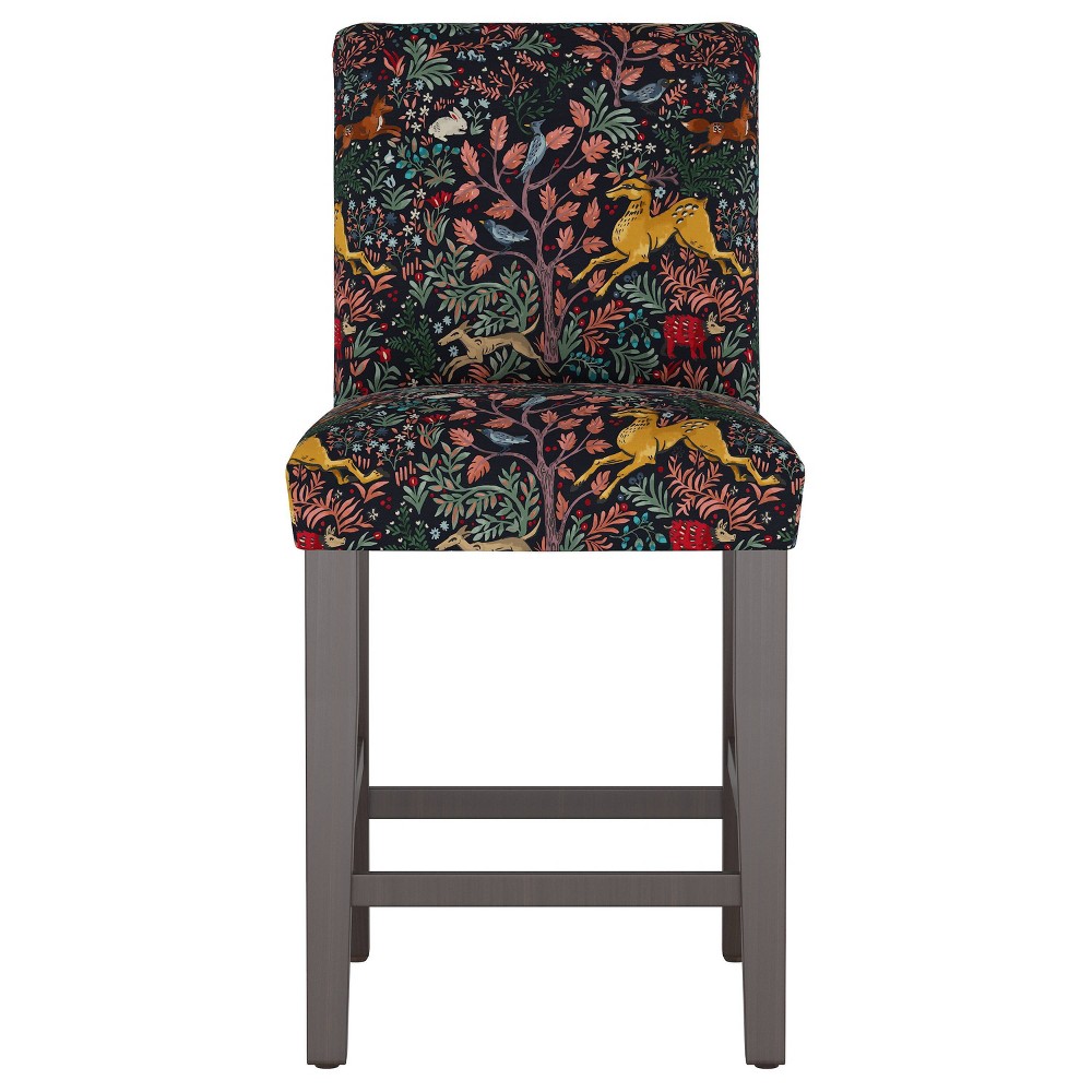 Photos - Chair Skyline Furniture Hendrix Patterned Counter Height Barstool - Frolic Navy