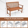 Costway 2-Person Outdoor Garden Wood Bench with Backrest Armrests for Yard Porch - 3 of 4