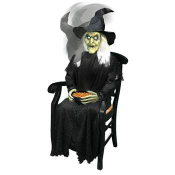 Tekky Toys Animated Sitting Witch Prop Halloween Decoration - 42 in - Black