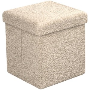 Sorbus 15 Inch Teddy Fabric Foldable Storage Ottoman - Multipurpose Cozy Ottoman, Stool for Living Room, Bedroom, Dorm, and more - 1 of 4