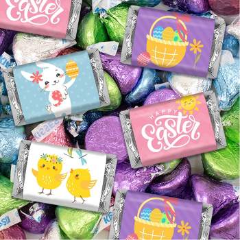 131 Pcs Easter Candy Party Favors Hershey's Miniatures & Chocolate Kisses (1.65 lbs, Approx. 131 Pcs)
