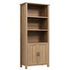 70 Inch Tall Bookshelf 5 Tier Bookcase with Barn Doors and Adjustable Shelves, Walnut Farmhouse Book Shelf with Storage Cabinet - 2 of 4