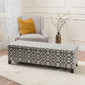 GDFStudio Carducci Contemporary Upholstered Storage Ottoman with Birch Legs - 1 of 4