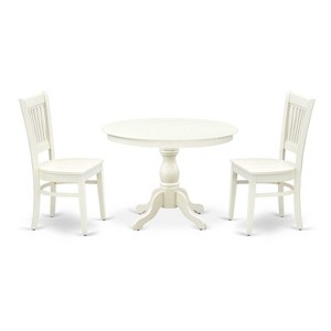 3-Piece Linen White Finish Solid Wood Top - Dining Room Set - Seats 4 - 1 of 4