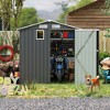 Vynxaria 6x8FT Outdoor Steel Storage Shed, Lockable Doors with Clear Window & 4 Louver Vents, Compact for Garden/Bike/Utility Storage, Dark Gray - 2 of 4