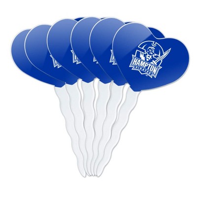 Hampton University Pirates Logo Heart Love Cupcake Picks Toppers Decoration Set of 6