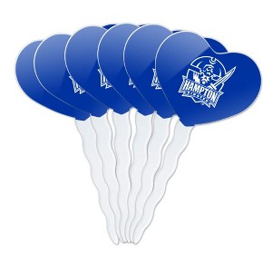 Hampton University Pirates Logo Heart Love Cupcake Picks Toppers Decoration Set of 6 - 1 of 4