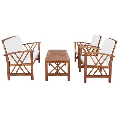 Fontana Brown Acacia 4-Piece Outdoor Conversation Set