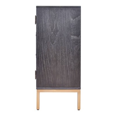 Sophia Antique Black 39'' Rattan Door Cabinet with Adjustable Shelving