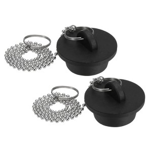 Unique Bargains Rubber Beaded Chain with Pull Ring Durable Drain Stopper 2 Pcs - 1 of 4