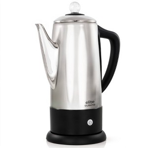 Elite Cuisine 12 Cup Cordless Electric Coffee Percolator Stainless Steel - 1 of 4