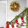 Prelit Christmas Wreath for Front Door, 16 Inch Small Artificial Xmas Wreath with 30 LED Lights Red Green Gold Ball Ornaments - 2 of 4