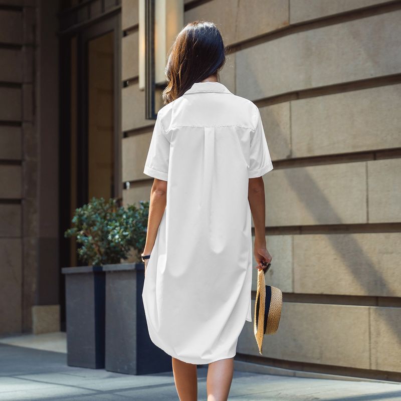 Women's White Short Sleeve Patch Pocket Midi Shirt Dress - Cupshe, 5 of 8