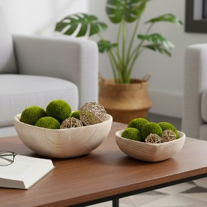 Sagebrook Home Set of 2 Carved Wood Bowls Wooden Nesting Heart Bowls for Table Decor and Display - 1 of 4