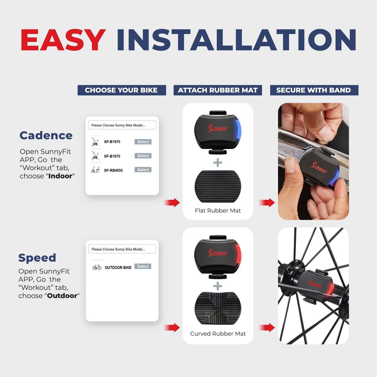 Sunny Health & Fitness Exercise Cycling 2-in-1 Advanced Cadence and Speed Sensor Bike Activity Tracker - thumbnail 2