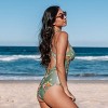Women's Floral Plunge Paneling Cross Tie Back One Piece Swimsuit - Cupshe - 3 of 4
