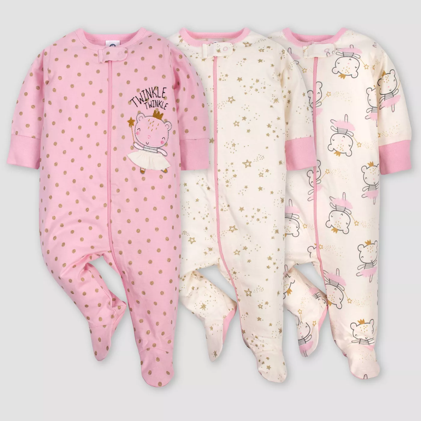 Gerber Baby Girls' 3pk Sleep N' Play Pajamas
