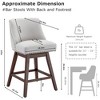 QingMoon Swivel Bar Stools Set of 2, 26'' Linen Fabric Counter Height Chairs with Solid Wood Legs and Rivet Trim Design for Kitchen Island, Pub - 3 of 4