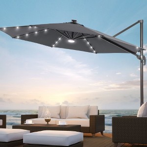 Sonkuki 10-ft LED Solar Lights Aluminum Octagon Cantilever Patio Umbrella - 1 of 4