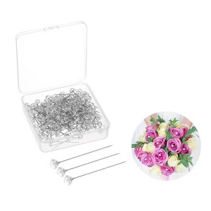 Unique Bargains Stainless Steel Clear Diamond Wedding Corsage Boutonnieres Pins - 1 of 4