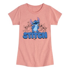 Girls' - Disney - Stitch Group Fitted Short Sleeve Graphic T-Shirt - 1 of 4