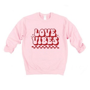 Simply Sage Market Women's Graphic Sweatshirt Love Vibes Checkered - 1 of 4