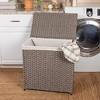 Handwoven Laundry Hamper, Synthetic Rattan Clothes Laundry Basket with Lid and Handles, Foldable, Removable Liner Bag - 2 of 4