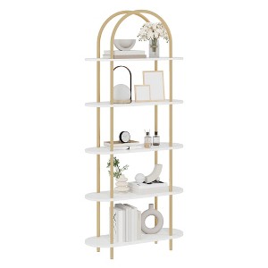 71" Arched 5-Tier Bookshelf with Metal Frame, Freestanding Open Bookcase and Plant Stand for Home and Office - 1 of 4