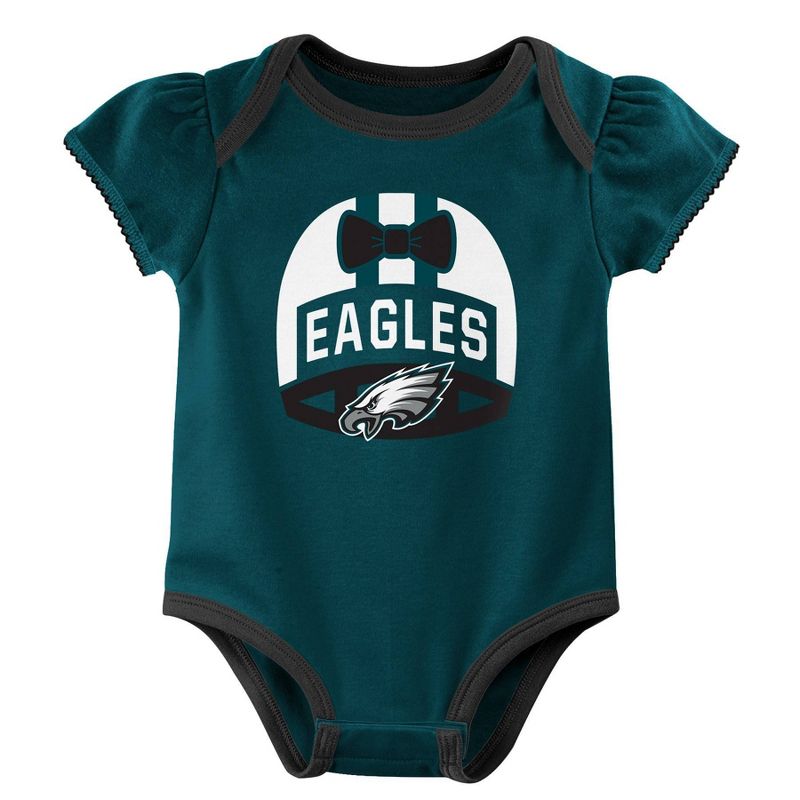 NFL Philadelphia Eagles Baby Girls&#39; Onesies 3pk Set, 4 of 5