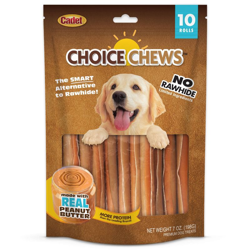 Cadet Choice Chews Peanut Butter Rolls Dog Treats - 10ct, 1 of 6
