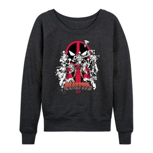 Women's - Marvel - Deadpool Variants Lightweight French Terry Wide Neck Long Sleeve Graphic Shirt - 1 of 4