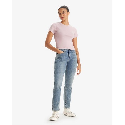 Levi's Women's 724 High Rise Slim Straight Jeans - Fascinating Fact Blue