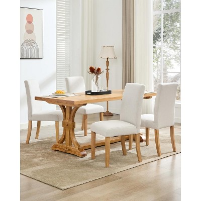 2Pcs Upholstered Dining Chairs with Wood Legs, Modern Armless Chair for Dining Room, Kitchen, Restaurant, Living Room, Weight Capacity 265lbs