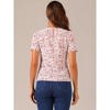 Allegra K Women's Bow Tie V Neck Short Sleeve Floral Printed Blouse - 4 of 4