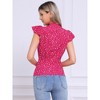 INSPIRE CHIC Women's Polka Dots Tie V Neck Flutter Cap Sleeve Blouse - 4 of 4