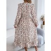 Womens Fall Dress Ruffled High Rise Surplice Dress Long Sleeve Dress with Stretchy Shirred Waist Lantern Sleeve Floral Dress Prairie Dress - 2 of 4