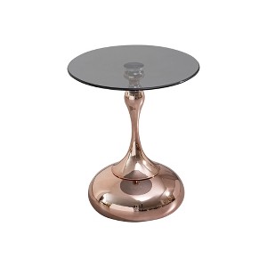 Modern Minimalist Coffee Table with Rose Gold Carbon Steel Legs and Grey Tempered Glass Top - 1 of 4