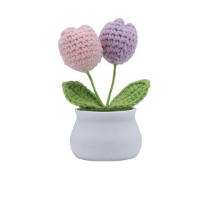 Unique Bargains Artificial Plants Hand-Knit Tulip DIY Yarn 1.97"x1.97"x5.51" 1 Pcs - 1 of 4
