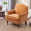 SKRAN Farmhouse Accent Chair,Nailhead Trim Armchair,Comfy Chenille Club Sofa Chair with Springs Cushions & Wood Legs for Bedroom ,Living Room(Brown) - 2 of 4