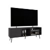 Vynxaria Contemporary TV Stand, Storage Unit, 1 Door, 3 Shelves, Black, Compact Design - 3 of 4