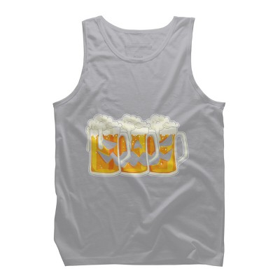 Men's Design By Humans Halloween Jack O Lantern Beer Drinking By RedBirdLS Tank Top
