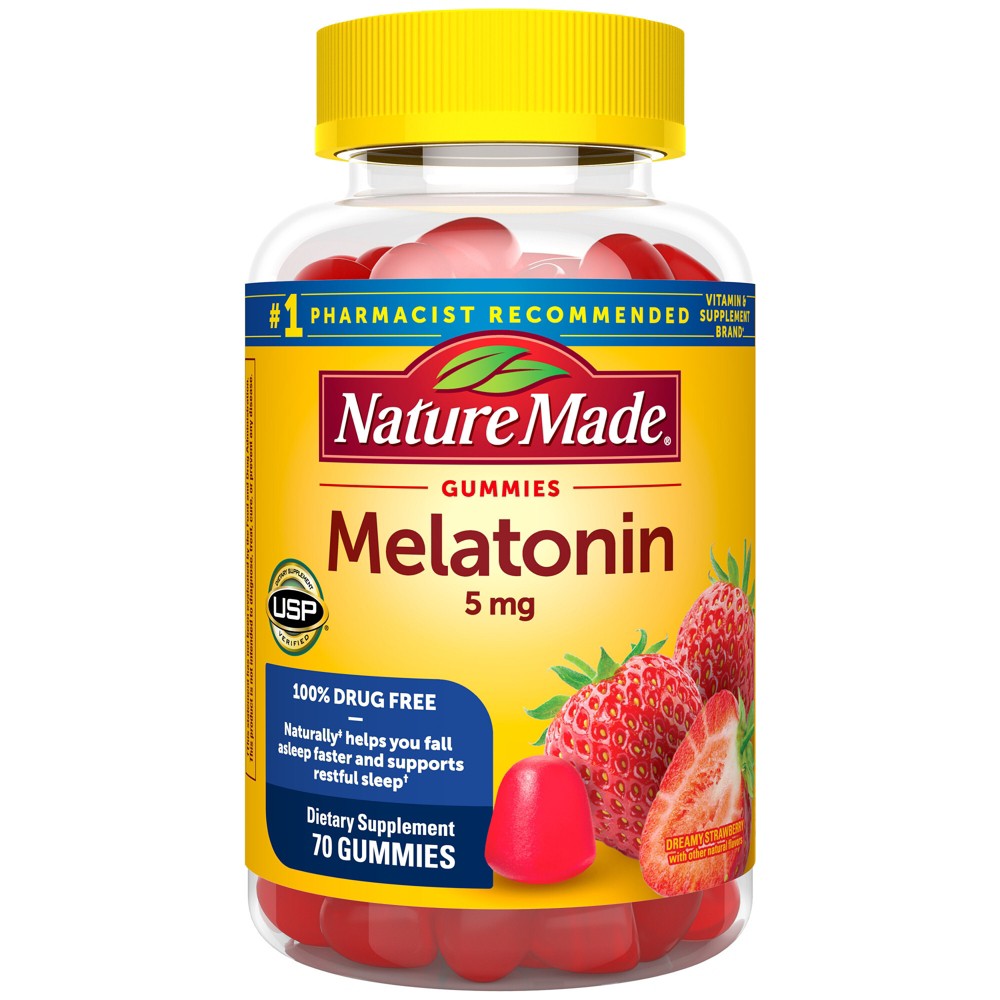 Nature Made Melatonin 5mg 100% Drug Free Sleep Aid for Adults Gummies - 70ct